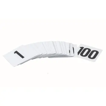 Tablecraft Number Cards Black/White 4"x3.75"x.012" - Polyvinyl Chloride (PVC) Set Includes Numbers: 1-100