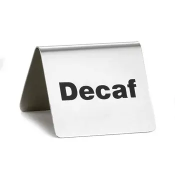 Tablecraft Table Tent - Decaf 2.5"x2.75"x1.875" - Stainless Steel (200 Series)