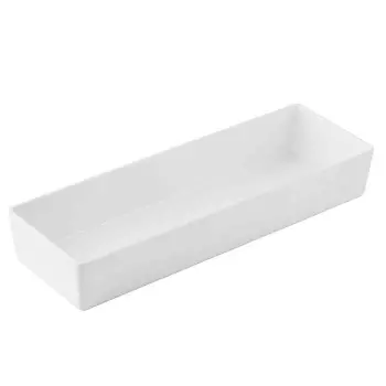 Tablecraft Simple Solutions Half Long Straight-Sided Bowl 5 Qts White 19"x6.375"x3" - Melamine