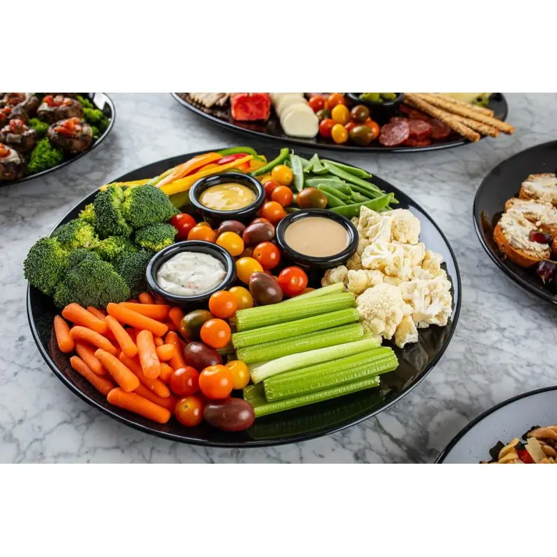 Tablecraft Sierra Collection Round Serving Platter Black 14"x14"x1.25" - Melamine