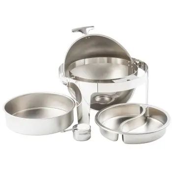 Tablecraft Round Roll Top Fuel Chafer 6 Qts 19.25"x20.75"x17.25" - Stainless Steel (201)