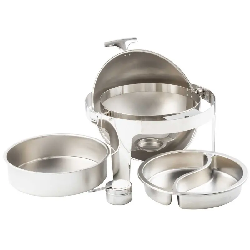 Tablecraft Round Roll Top Fuel Chafer 6 Qts 19.25"x20.75"x17.25" - Stainless Steel (201)