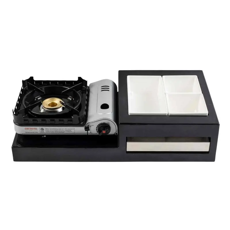 Tablecraft Modular Butane Action Station Translucent Black 26"x14.25"x5.75" - Aluminum (Epoxy Coated Aluminum)