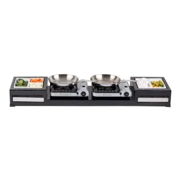 Tablecraft Modular Butane Action Station Translucent Black 55"x14.25"x5.75" - Aluminum Includes Shroud - 2 CW60101