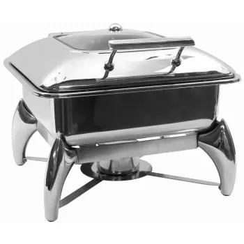 Tablecraft Two Third Size Quickview Fuel Chafer 6 Qts 16"x17.25"x12.75" - Combo: Stainless Steel (200 Series) & Glass