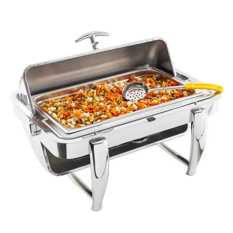 Tablecraft Full Size Dripless Roll Top Chafer 9 Qts 26"x20"x17" - Stainless Steel (201) - Stackable