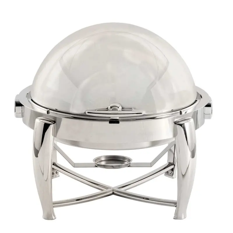 Tablecraft Round Dripless Roll Top Chafer 6 Qts 19.5"x19.5"x19" - Stainless Steel (201) - Stackable