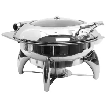 Tablecraft Round Quickview Fuel Chafer 6 Qts 17.25"x19.5"x12.25" - Stainless Steel (201)