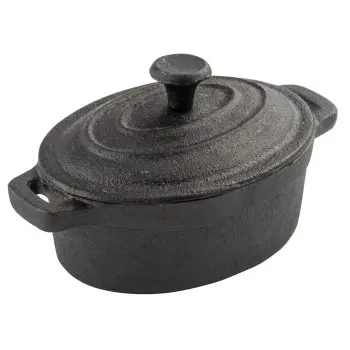 Tablecraft Cast Iron Cookware Oval Casserole Server 8 Oz. 6.125"x3.6875"x3.125" - Cast Iron