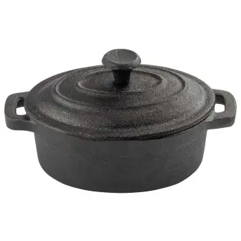 Tablecraft Cast Iron Cookware Oval Casserole Server 8 Oz. 6.125"x3.6875"x3.125" - Cast Iron