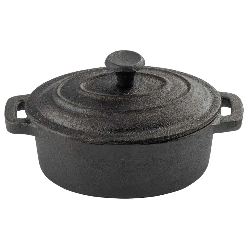 Tablecraft Cast Iron Cookware Oval Casserole Server 8 Oz. 6.125"x3.6875"x3.125" - Cast Iron