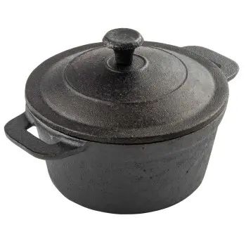 Tablecraft Cast Iron Cookware Round Mini Casserole Server 18 Oz. 6.75"x5.125"x3.75" - Cast Iron