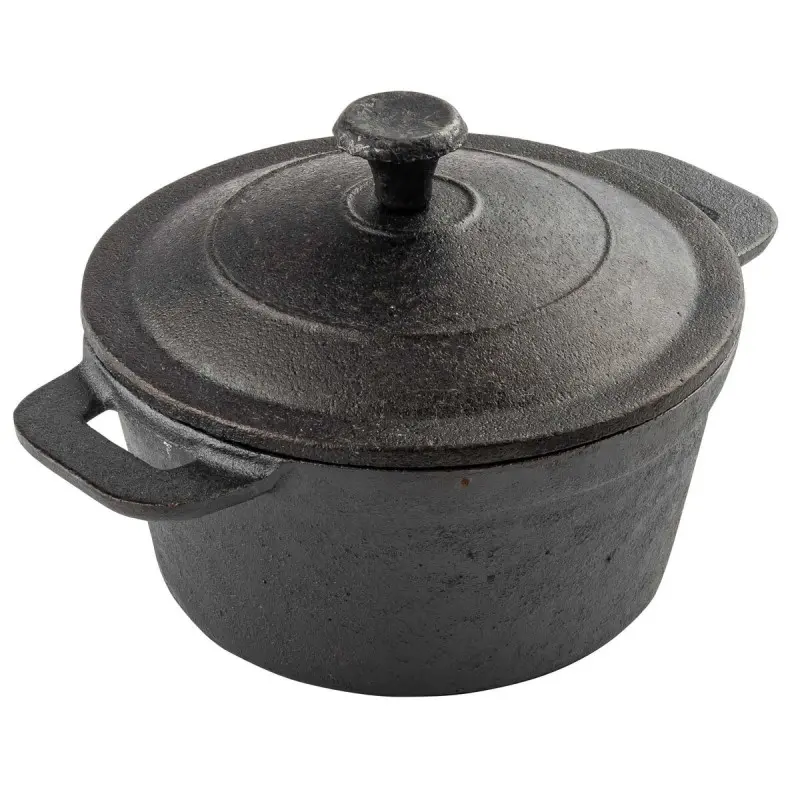 Tablecraft Cast Iron Cookware Round Mini Casserole Server 18 Oz. 6.75"x5.125"x3.75" - Cast Iron