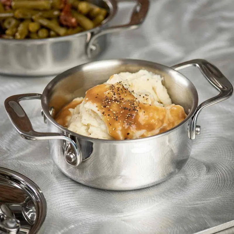 Tablecraft Tri-Ply Cookware Round Sauce Pan .5 Qts 7.625"x5.125"x2.25" - Stainless Steel (18/8) - NSF