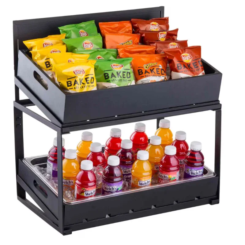 Tablecraft Tiered Frame Black 21.5"x13.5"x22.25" - Black Powder Coated Steel Fits Gastronorm Wood Crates