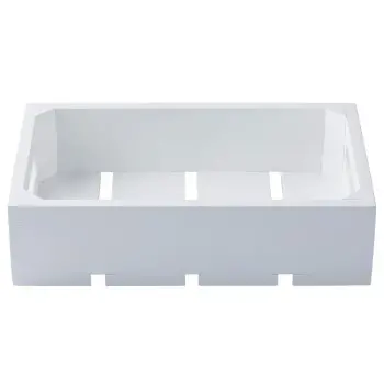 Tablecraft Crate White 10.375"x6.5"x2.75" - Wood (Rubberwood)
