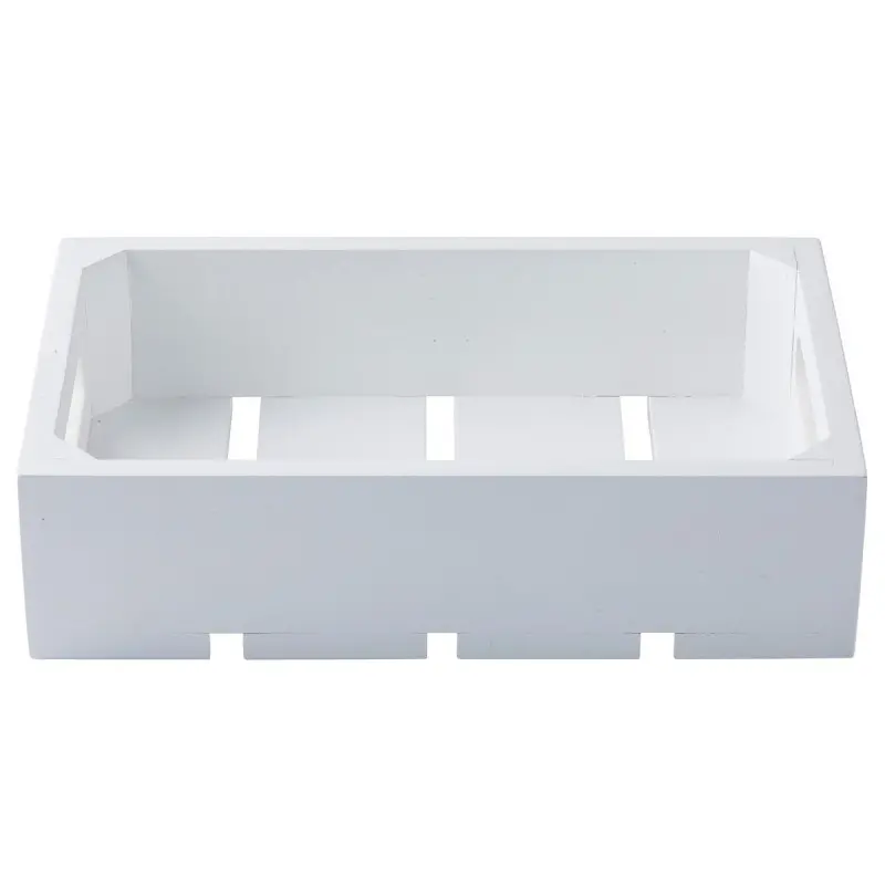 Tablecraft Crate White 10.375"x6.5"x2.75" - Wood (Rubberwood)