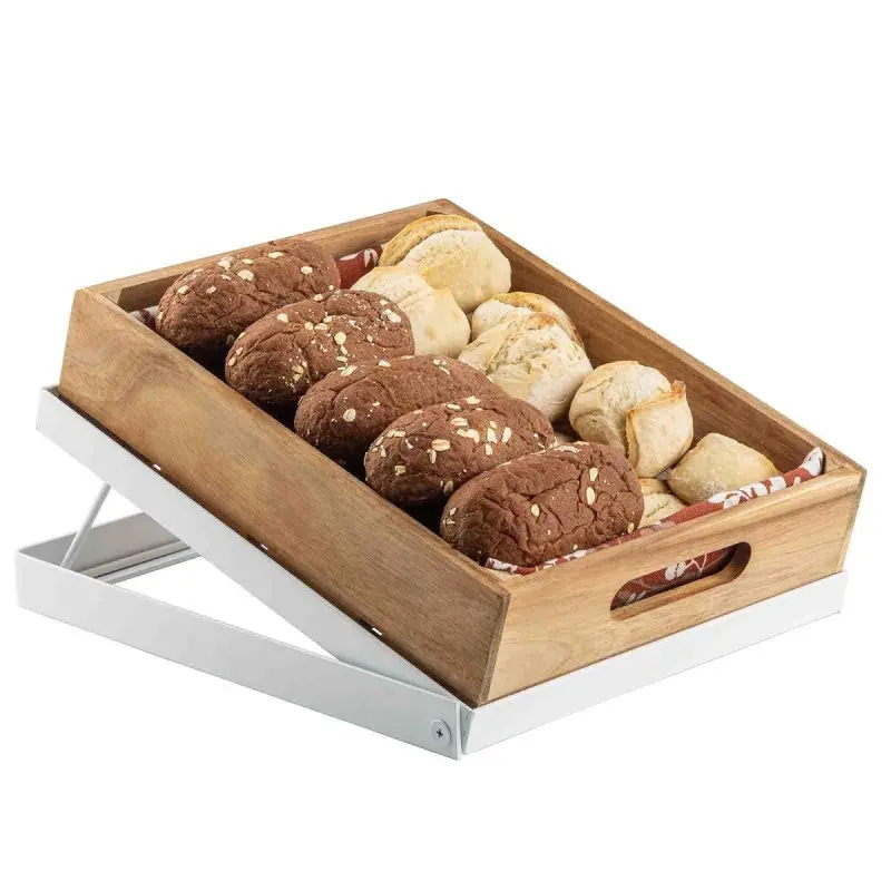 Tablecraft Individual Tiered Frame White 11.5"x13.5"x4.5" Fits Gastronorm Wood Half-Size Crates