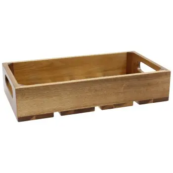Tablecraft Third Size Crate 12.75"x6.875"x2.75" - Acacia Wood