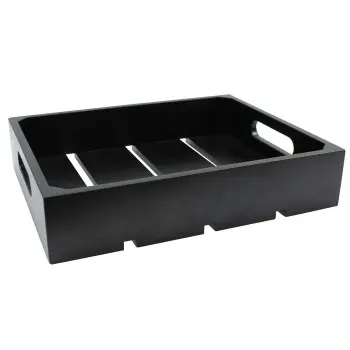 Tablecraft Half Size Crate Black 12.75"x10.375"x2.75" - Wood (Rubberwood)