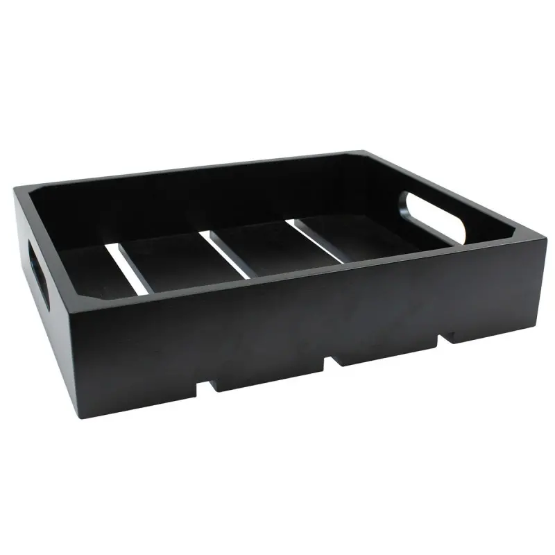 Tablecraft Half Size Crate Black 12.75"x10.375"x2.75" - Wood (Rubberwood)