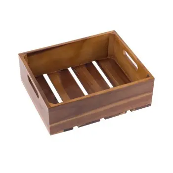 Tablecraft Half Size Crate 12.75"x10.375"x4.25" - Acacia Wood
