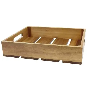 Tablecraft Half Size Crate 12.75"x10.375"x2.75" - Acacia Wood