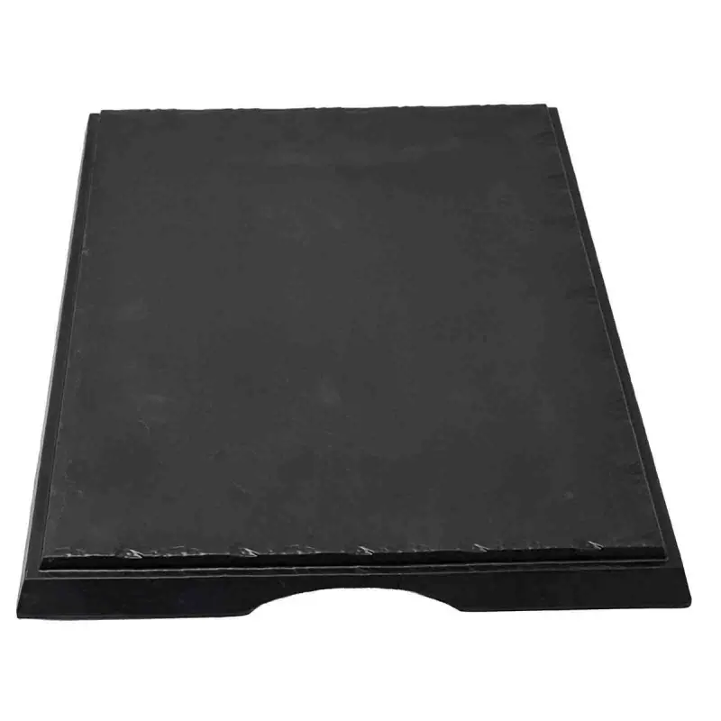 Tablecraft Frostone Slate Collection Rectangular Serving Tray Black 21"x12.875"x1.125" - Melamine
