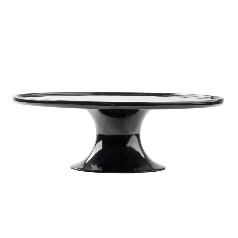 Tablecraft Round Cake Stand Black 11.5"x11.5"x4" - Melamine