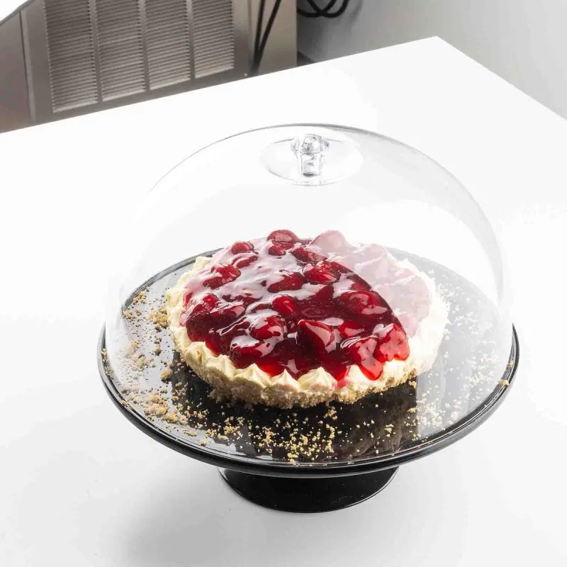Tablecraft Round Cake Stand Black 11.5"x11.5"x4" - Melamine