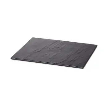 Tablecraft Frostone Slate Collection Rectangular Serving Tray Black 12.75"x10.375"x.375" - Melamine