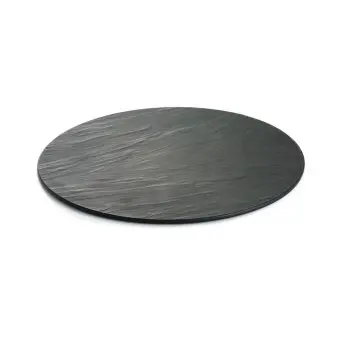 Tablecraft Frostone Slate Collection Round Serving Tray Black 16"x16"x.3" - Melamine