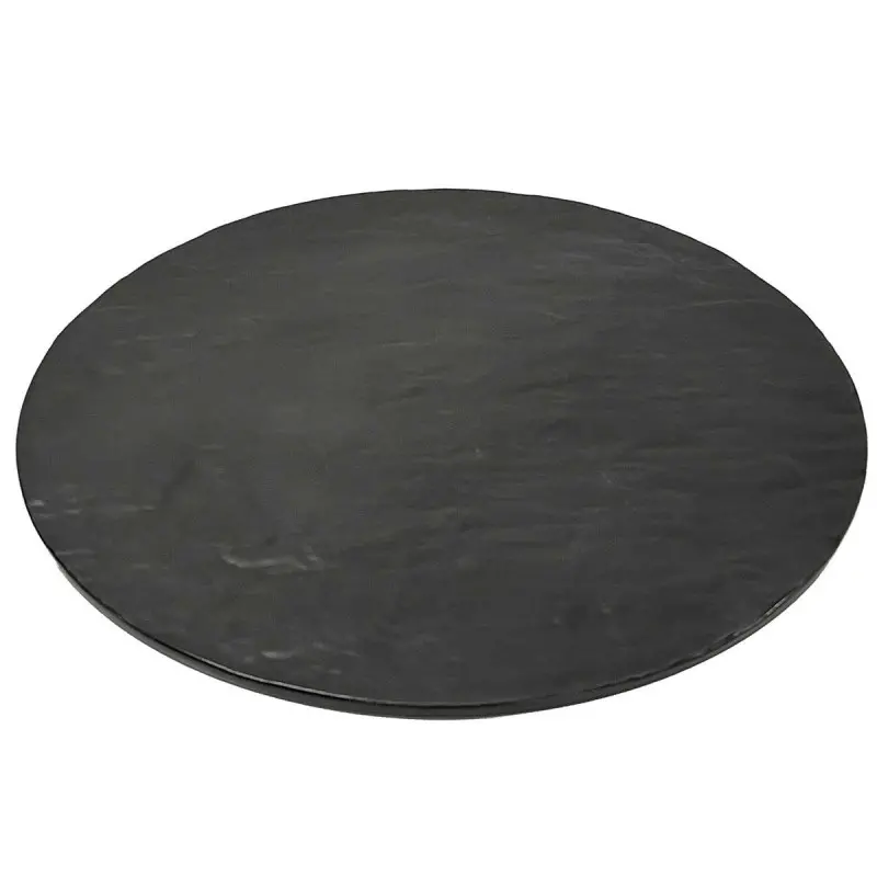 Tablecraft Frostone Slate Collection Round Serving Tray Black 16"x16"x.3" - Melamine