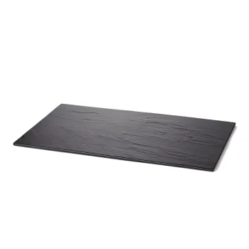 Tablecraft Frostone Slate Collection Rectangular Serving Tray Black 20.62"x12.75"x.3125" - Melamine