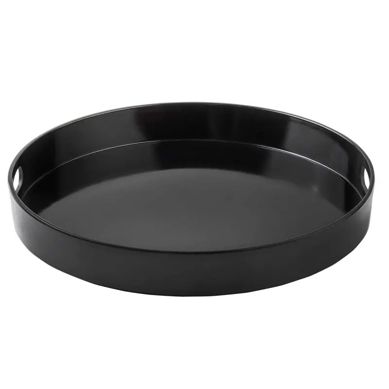 Tablecraft Round Serving Tray Black 15"x15"x2" - Melamine Tablecraft Round Serving Tray Black 15"x15"x2" - Melamine