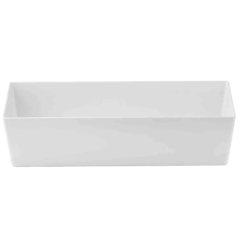 Tablecraft Simple Solutions Half Long Deep Straight-Sided Bowl 8.75 Qts White 19"x6.375"x5" - Melamine