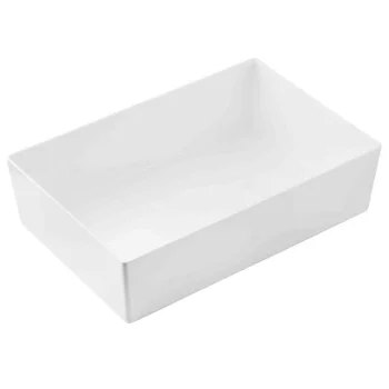 Tablecraft Simple Solutions Full Size Deep Straight-Sided Bowl 18.25 Qts White 19"x12.75"x5" - Melamine