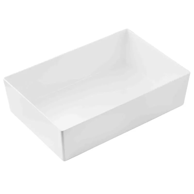 Tablecraft Simple Solutions Full Size Deep Straight-Sided Bowl 18.25 Qts White 19"x12.75"x5" - Melamine