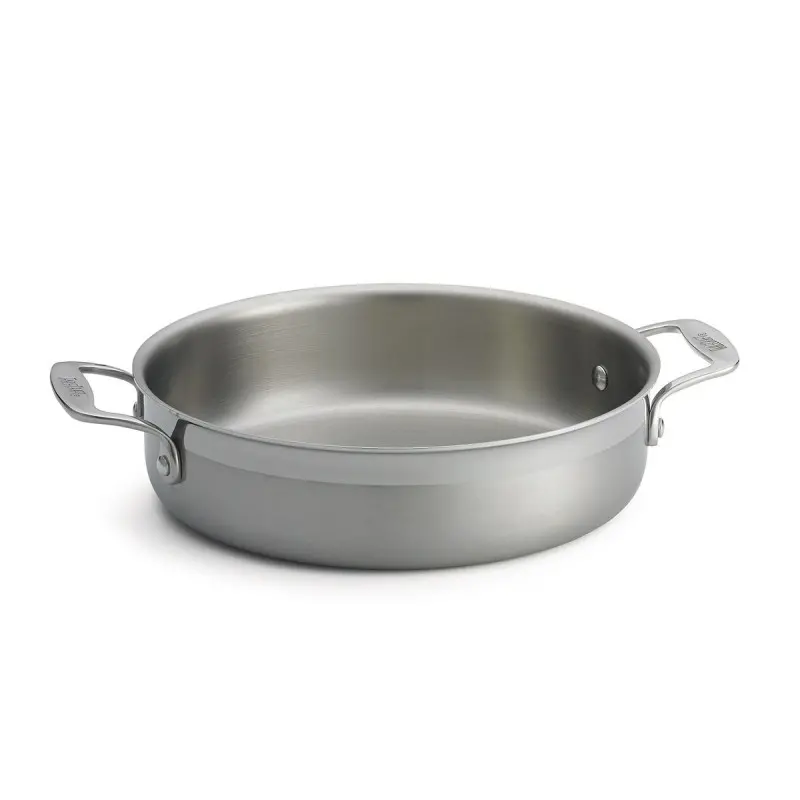 Tablecraft Tri-Ply Cookware Round Brazier Pan 3 Qts 13.125"x10"x2.5" - Stainless Steel (18/0) - NSF Tablecraft Tri-Ply Cookware Round Brazier Pan 3 Qts 13.125"x10"x2.5" - Stainless Steel (18/0) - NSF