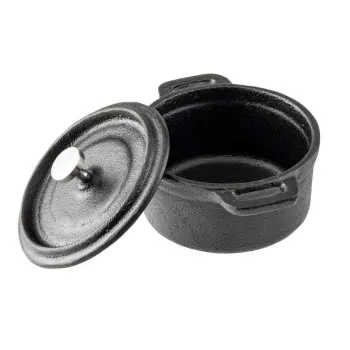 Tablecraft Rectangular Cocotte with Lid 16 Oz. Black 6.25"x5.125"x3.125" - Cast Iron