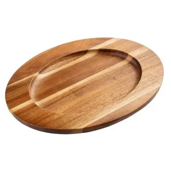 Tablecraft Oval Underliner for Cast Iron Oval Skillet (10746) 12.375"x9.375"x.6875" - Acacia Wood