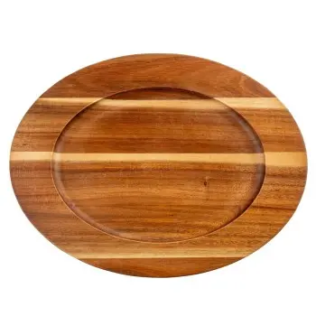 Tablecraft Oval Underliner for Cast Iron Oval Skillet (10746) 12.375"x9.375"x.6875" - Acacia Wood