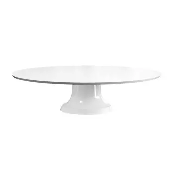 Tablecraft Round Platter With Pedestal 13.5"x13.5"x3.5" Cast Aluminum with White Coating