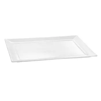 Tablecraft Rectangular Platter 14.625"x17.875"x.875" Cast Aluminum with White Coating