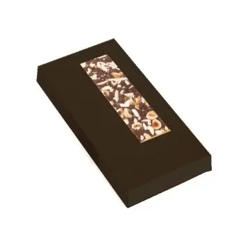 Deluxe Chocolate Tablet Bar Frame Packaging - 81 x 165 x 15 mm - Black - Pack of 50 pcs