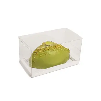 Premium Clear with Glossy White Base Window Cake Loaf Travel Log Pastry Boxes - 20 x 11 x 11 cm - Pack of 58