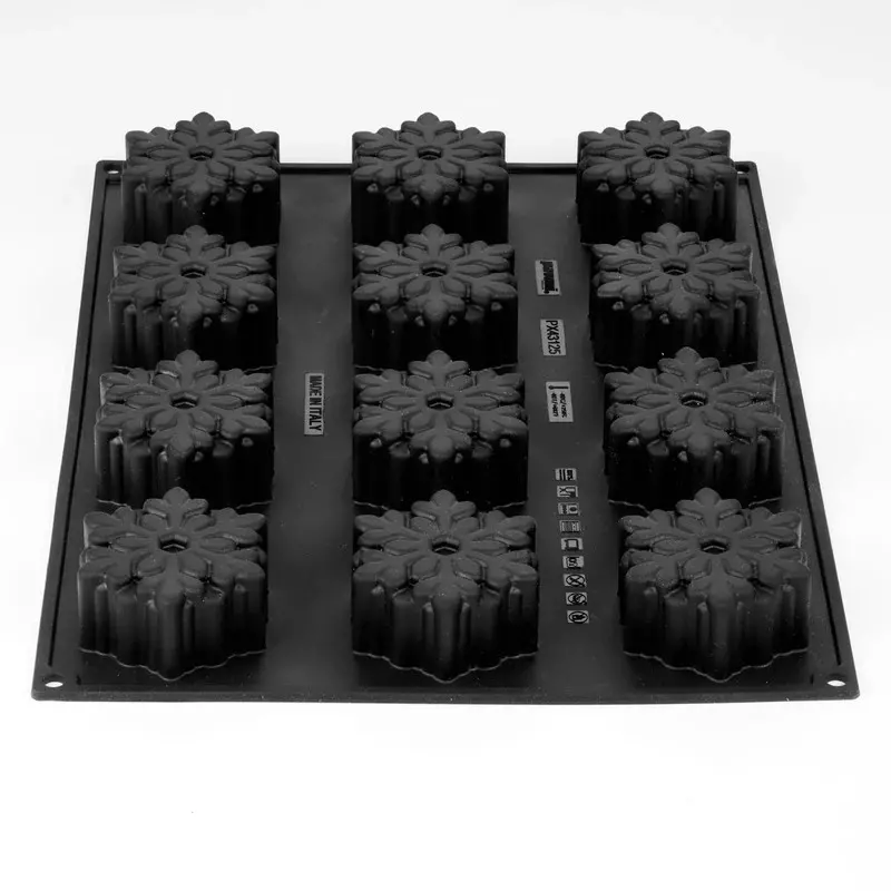 Professional Single Portion Snowflake Silicone Mold by Antonio Bachour - ø 75 mm x 35 h mm - 12 cavity - 110 ml Professional Single Portion Snowflake Silicone Mold by Antonio Bachour - ø 75 mm x 35 h mm - 12 cavity - 110 ml
