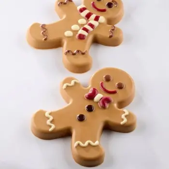 Pavoni Thermoformed Gingerman Chocolate Mold by Fabrizio Fiorani - 128 mm x 160 mm × h 40 mm - 200 gr - 2 pcs