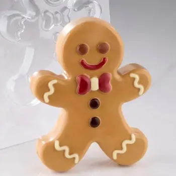 Pavoni Thermoformed Gingerman Chocolate Mold by Fabrizio Fiorani - 128 mm x 160 mm × h 40 mm - 200 gr - 2 pcs