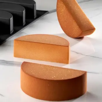 Professional Single Portion Half Moon Silicone Pastry Mold - 126 mm x 63 mm x h 40 mm - 10 cavity - 240 ml